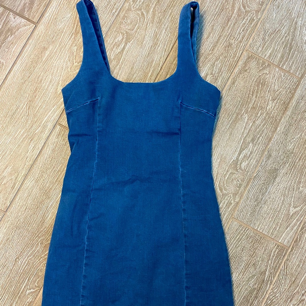 Vici Blue Square-Neck Tank Dress